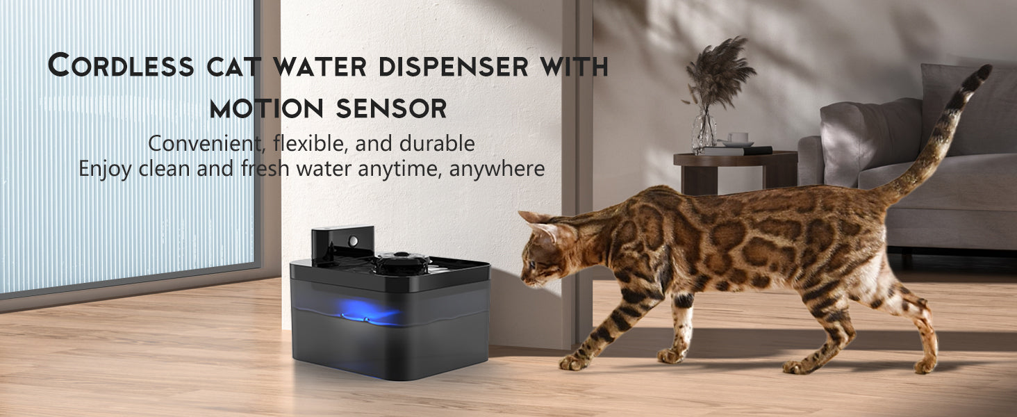 5200mAh Battery Operated Cat Water Fountain 2.2L Wireless Automatic Smart Pet Water Dispenser For Dog Cat with Infrared Sensor