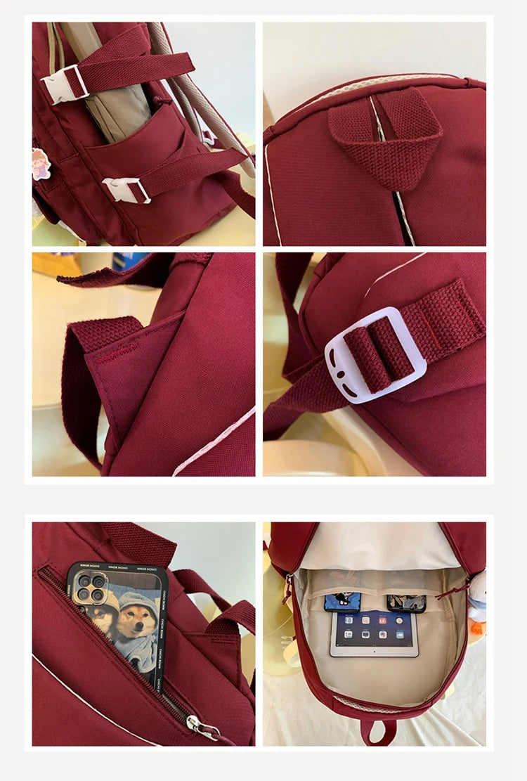 Cute Cartoon School Backpack for Girls Large Capacity with Plush Decorations Ideal for Daily Use