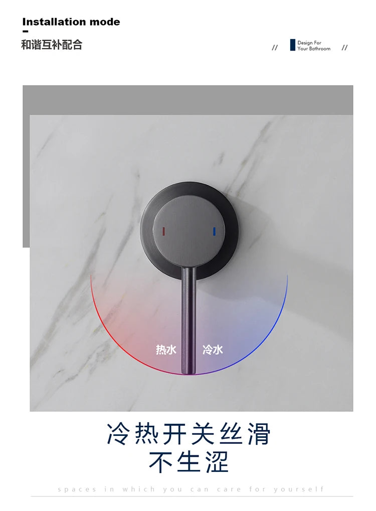 Brass Concealed Bathroom Shower Chuveiro Banheiro Wall Hanging Top Round Shower Head Curtain Set Hot Cold Water Mixing Faucet