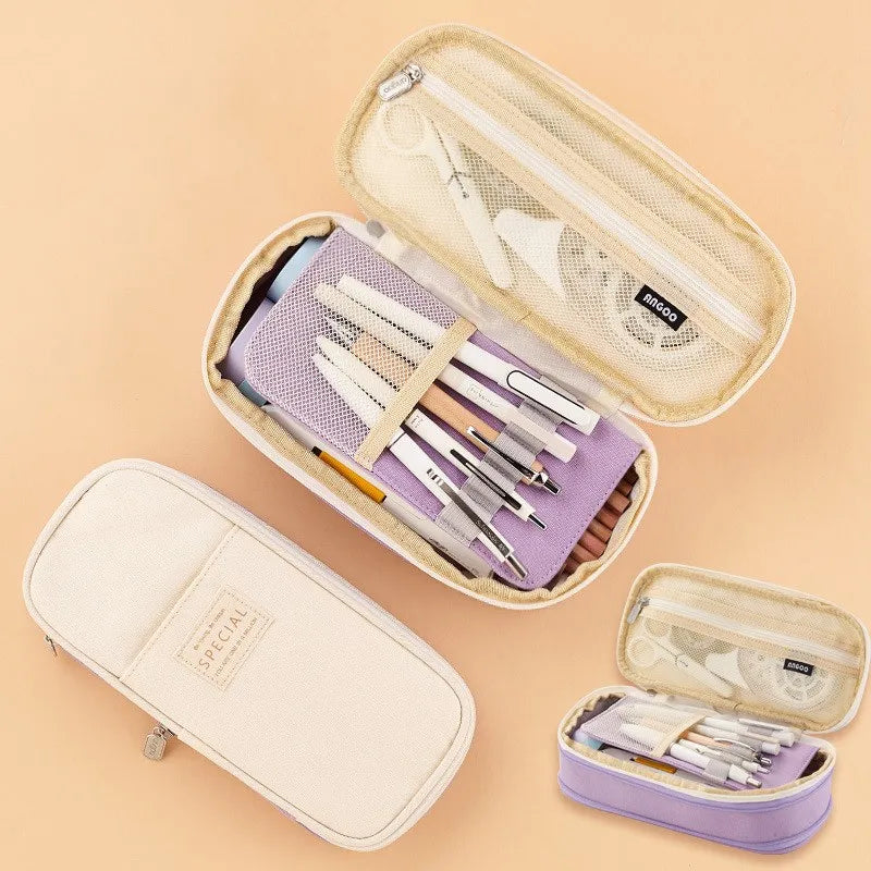 Large Capacity Pencil Case Stationery School Supplies Pencil Cases Pouch Office Desk Storage Bag Students Kids Pen Case Bags Box