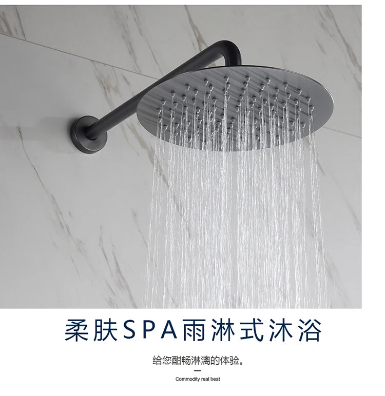 Brass Concealed Bathroom Shower Chuveiro Banheiro Wall Hanging Top Round Shower Head Curtain Set Hot Cold Water Mixing Faucet