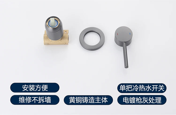 Brass Concealed Bathroom Shower Chuveiro Banheiro Wall Hanging Top Round Shower Head Curtain Set Hot Cold Water Mixing Faucet