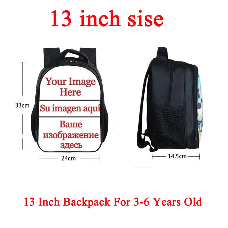 Customize Your Logo / Image / Name Backpack Children School Bags Boys Girls  Black Kindergarten Bag Kids Bookbag Gift