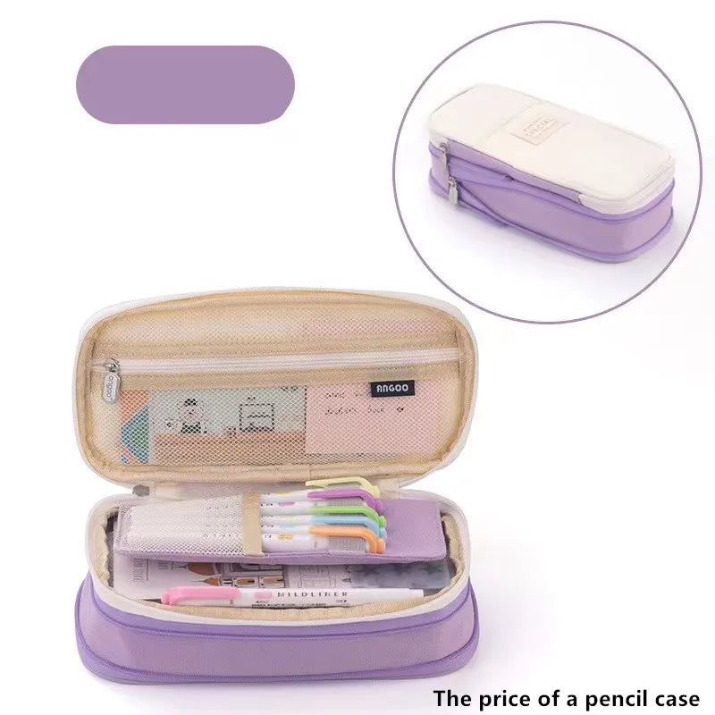 Large Capacity Pencil Case Stationery School Supplies Pencil Cases Pouch Office Desk Storage Bag Students Kids Pen Case Bags Box