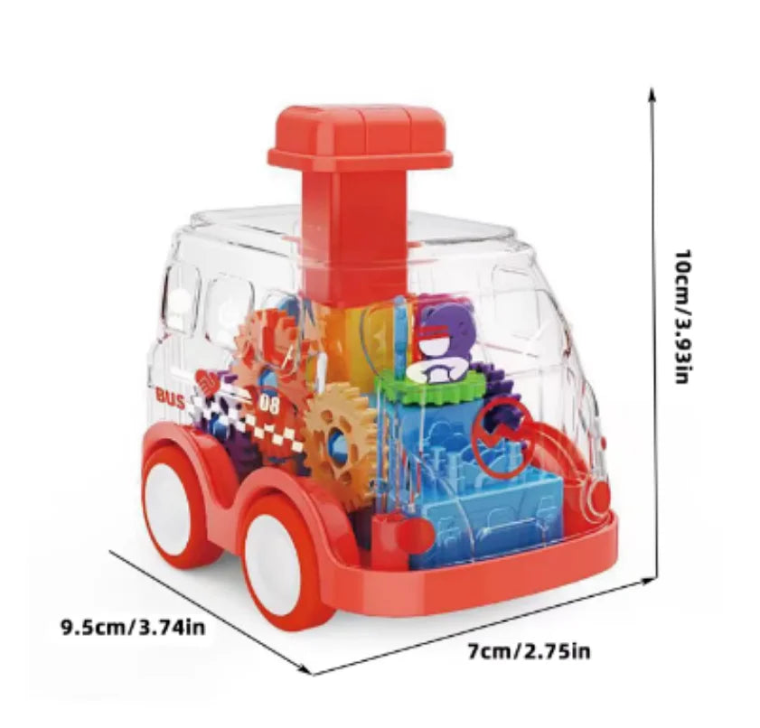 Baby Toy Cartoon Press Gear Car Toy Lnertia Pull-back Transparent Car Inertia Rebound Car Birthday Gifts for Kids Boys and Girls