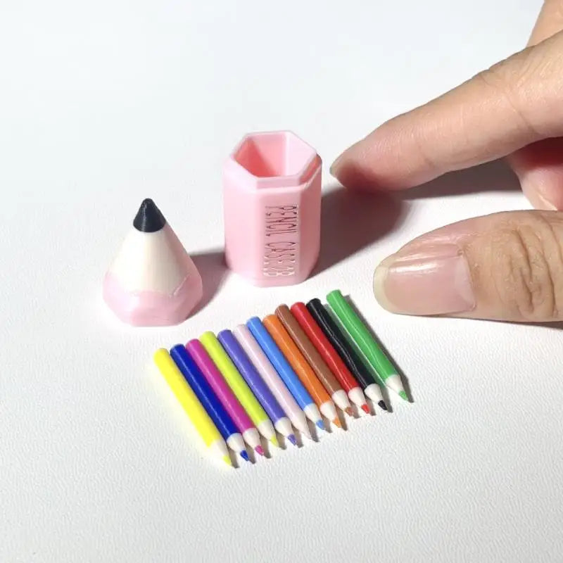 10/12Pcs Miniature School Supplies Toy Set for Kids Includes Colored Pens Mini Pencils Dollhouse School Accessory Props