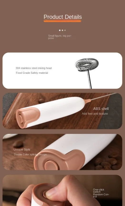 Electric Milk Frother Kitchen Drink Foamer Whisk Mixer Stirrer Coffee Cappuccino Creamer Whisk Frothy Blend Whisker Egg Beater