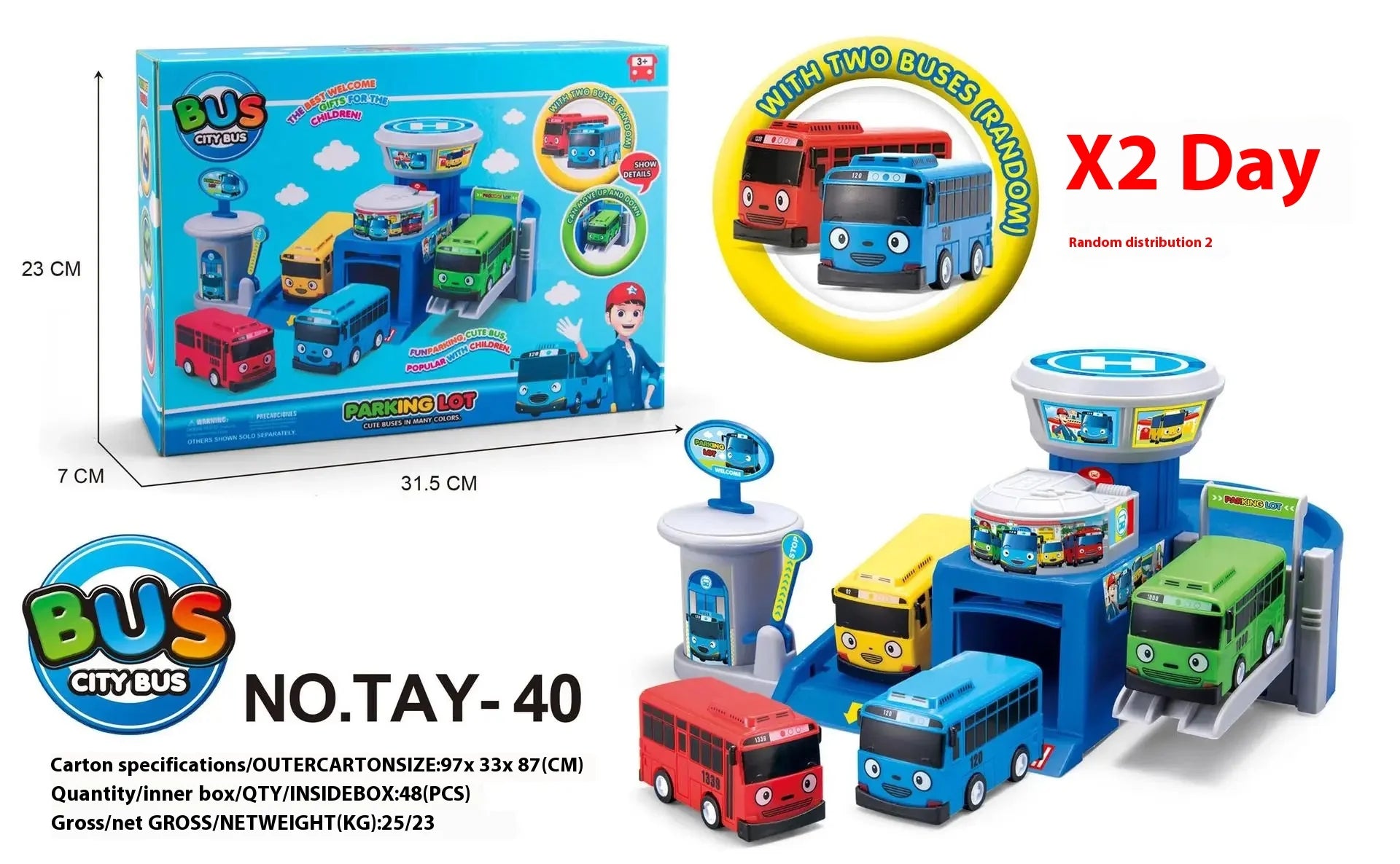 Korean Tayo The Little Bus Slingshot & Pull-Back Car Diy Track Toy Set Tayo Cartoon Car Toy Collection Car Model Christmas Gifts