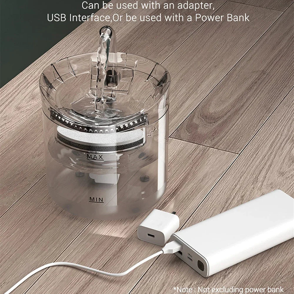 Pet water fountain with automatic filter, smart dispenser for cats, USB powered, automatic sensor
