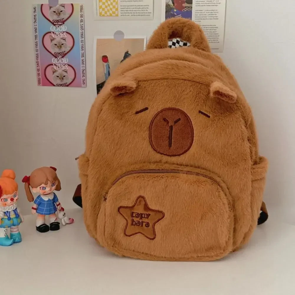 Large School backpack Kawaii Capybara Plush Versatile Cartoon Funny Capibala Crossbody Bags back to school anime