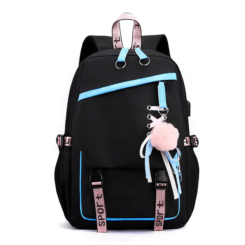 Fashion Girls' School Backpack Korean Styles Middle School Student Bags Black Casual Shoulder Bags for Teenager Boys Рюкзак