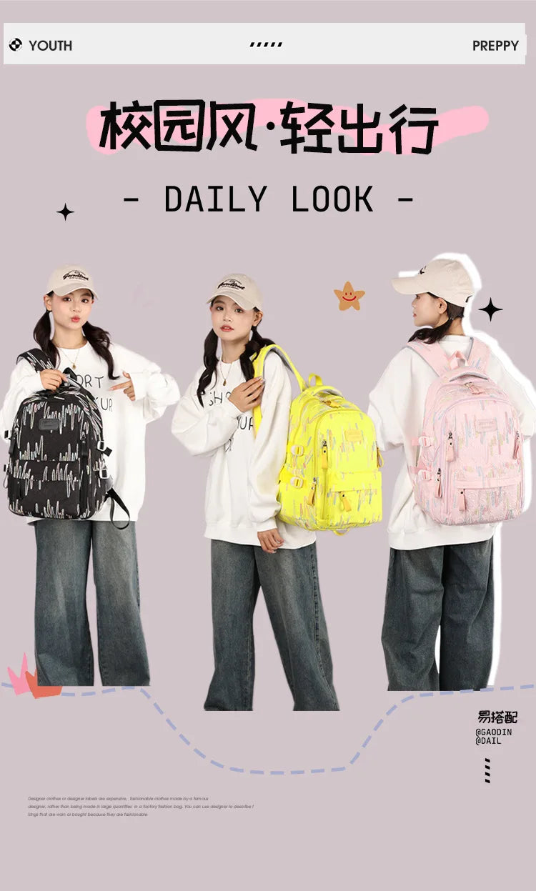 Fresh Backpack large capacity school bag with good-looking Cute and Sweet Backpacks for Middle School and College Students 2 Siz