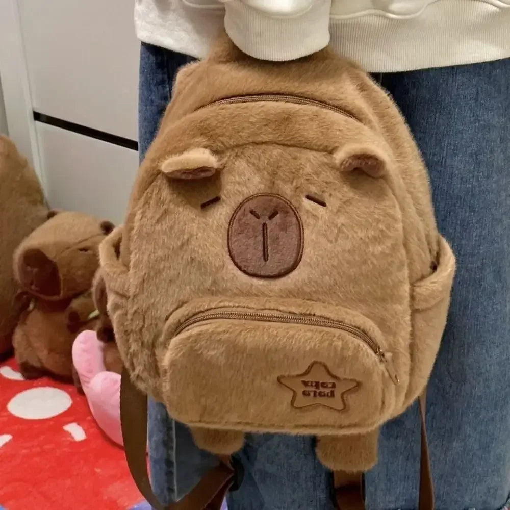 Large School backpack Kawaii Capybara Plush Versatile Cartoon Funny Capibala Crossbody Bags back to school anime