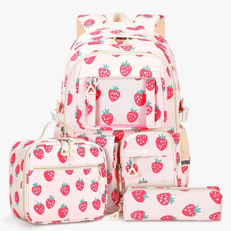 Backpack for School 3Pcs School Bag with Lunch Box and Pencil Bag Travel Backpack Bookbag for  Middle School Teens Girls