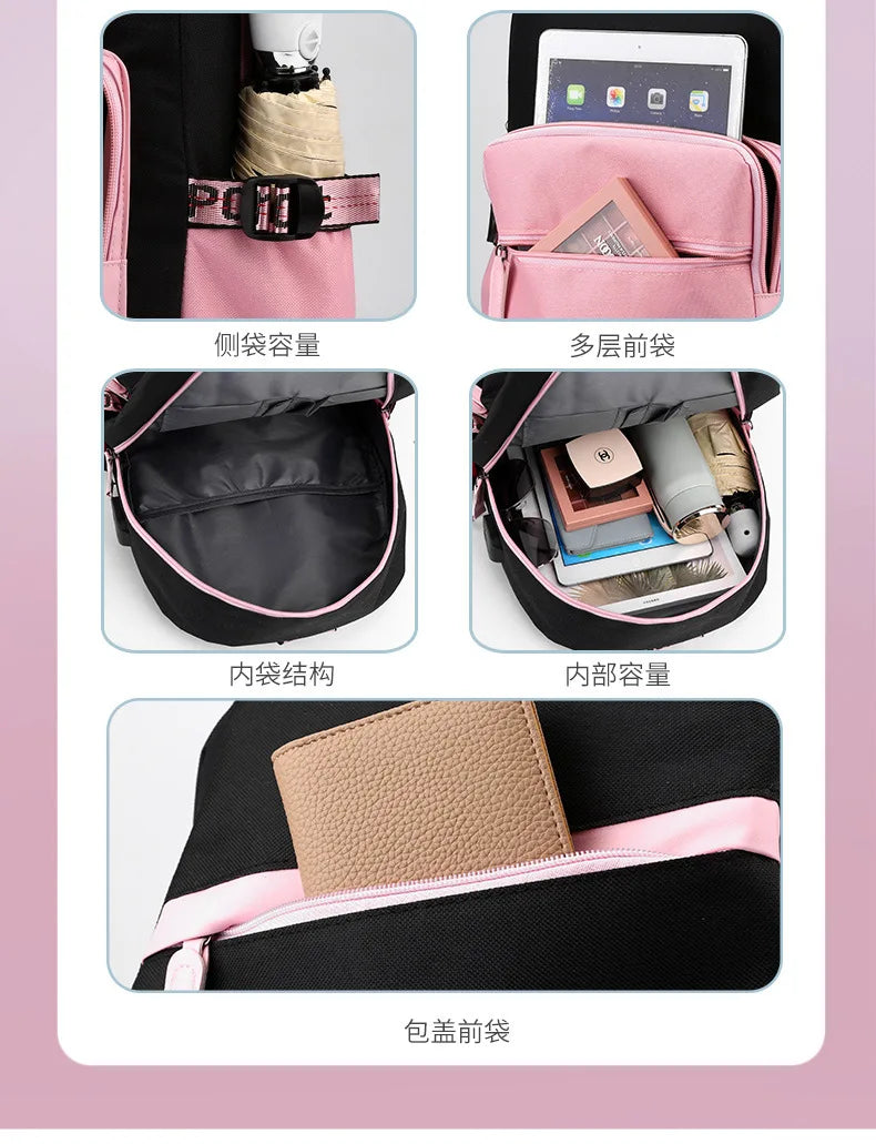 Fashion Girls' School Backpack Korean Styles Middle School Student Bags Black Casual Shoulder Bags for Teenager Boys Рюкзак