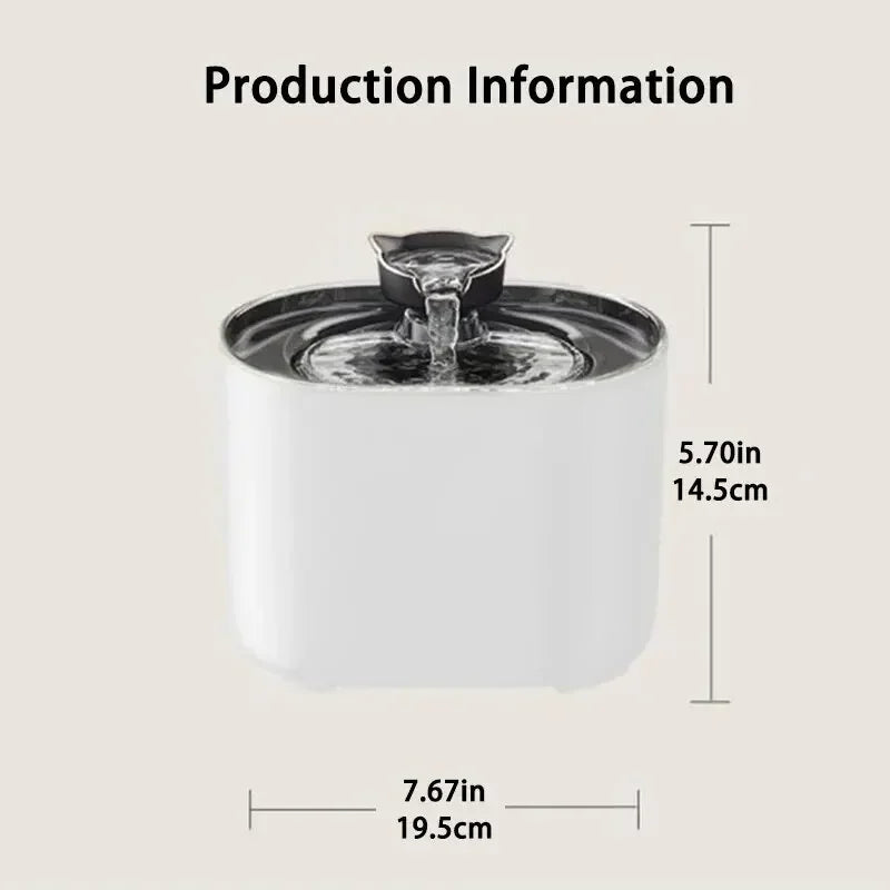 Cat Water Fountain Automatic Recirculating Filter Pet Drinking Dispenser USB Electric Pump Quiet Cat Ear Design