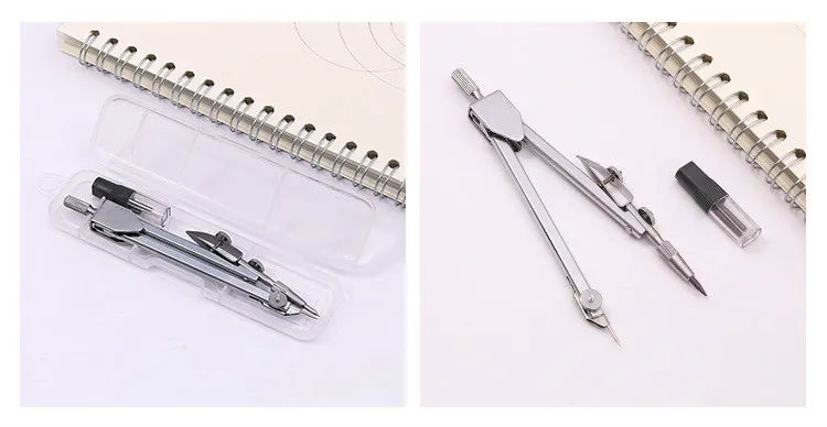 School Supplies for Student Stationery (Included Box) Classroom Stainless Steel Drawing Compass Math Geometry Tools for Circles