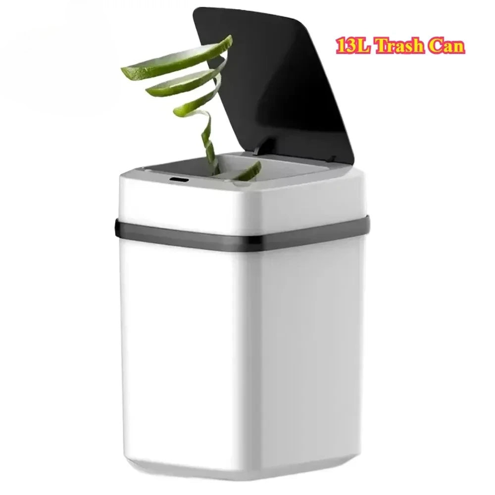 Smart Sensor 13L Trash Can 2025 - Touch-Activated Automatic Lid Bathroom Kitchen Toilet, Waterproof Waste Organizer