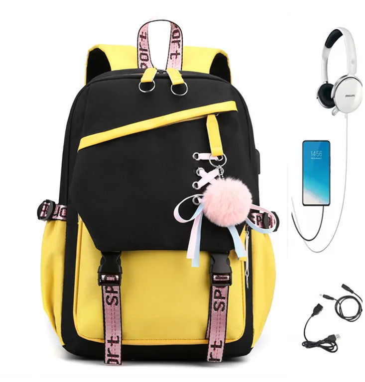 Fashion Girls' School Backpack Korean Styles Middle School Student Bags Black Casual Shoulder Bags for Teenager Boys Рюкзак