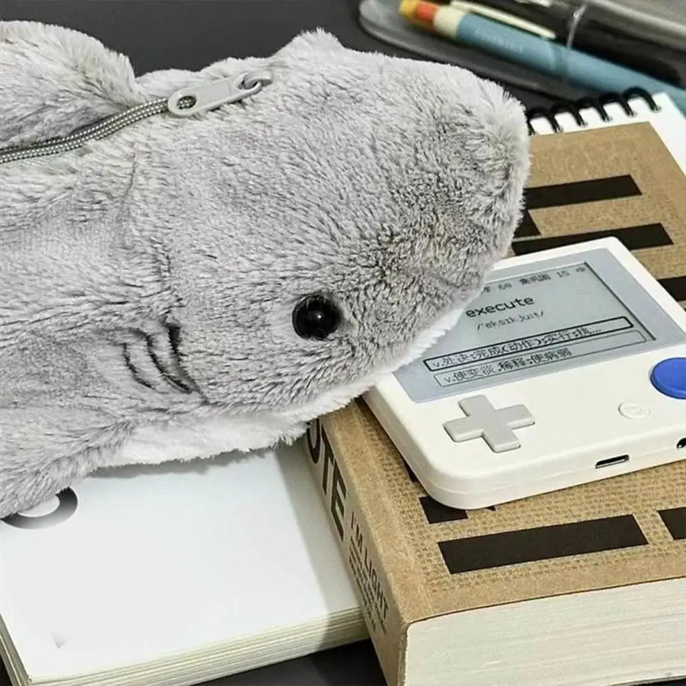 Cute Plush Shark Pencil Case Student Stationery School Supplies Kawaii Doll Back To School Storage Bag Pen Bag Stationery
