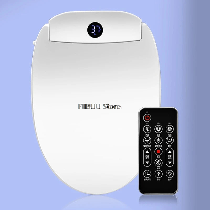 Smart Bidet Toilet Seat Cover for Elongated Toilets Heated Seat Slow Close Warm Dryer Rear Front Wash Warm Water Remote Control