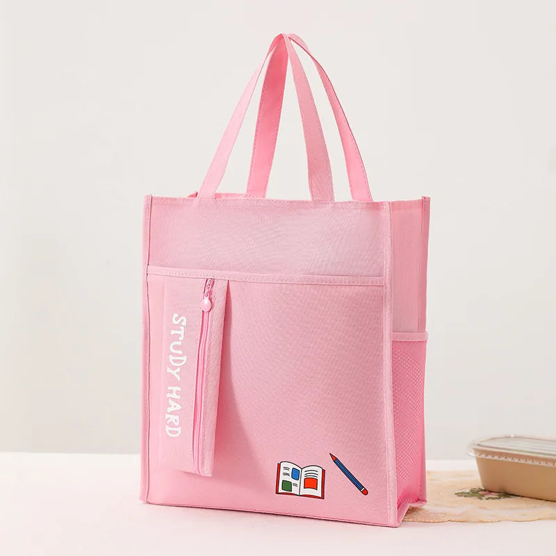 School supplies student tote bag children art bag document bag pink canvas tutoring bag school-bags-for-girls Tutorial Bags