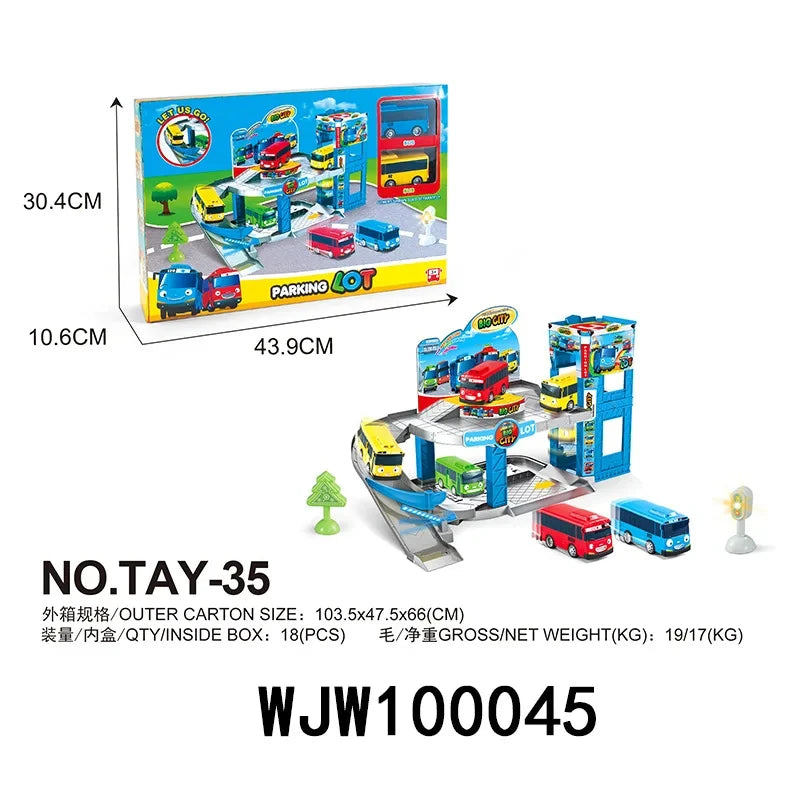 Korean Tayo The Little Bus Slingshot & Pull-Back Car Diy Track Toy Set Tayo Cartoon Car Toy Collection Car Model Christmas Gifts