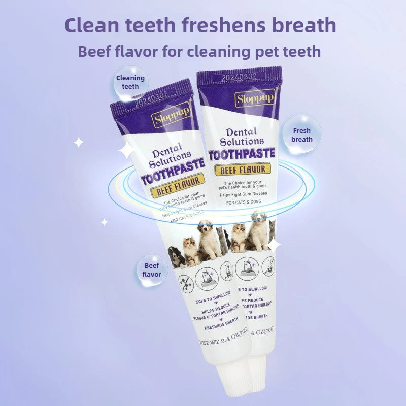 Pet Dental Care Gel Natural Beef Flavor Toothpaste for Dogs Cats Plaque Remover Fresh Breath Oral Solution Pet Supplies