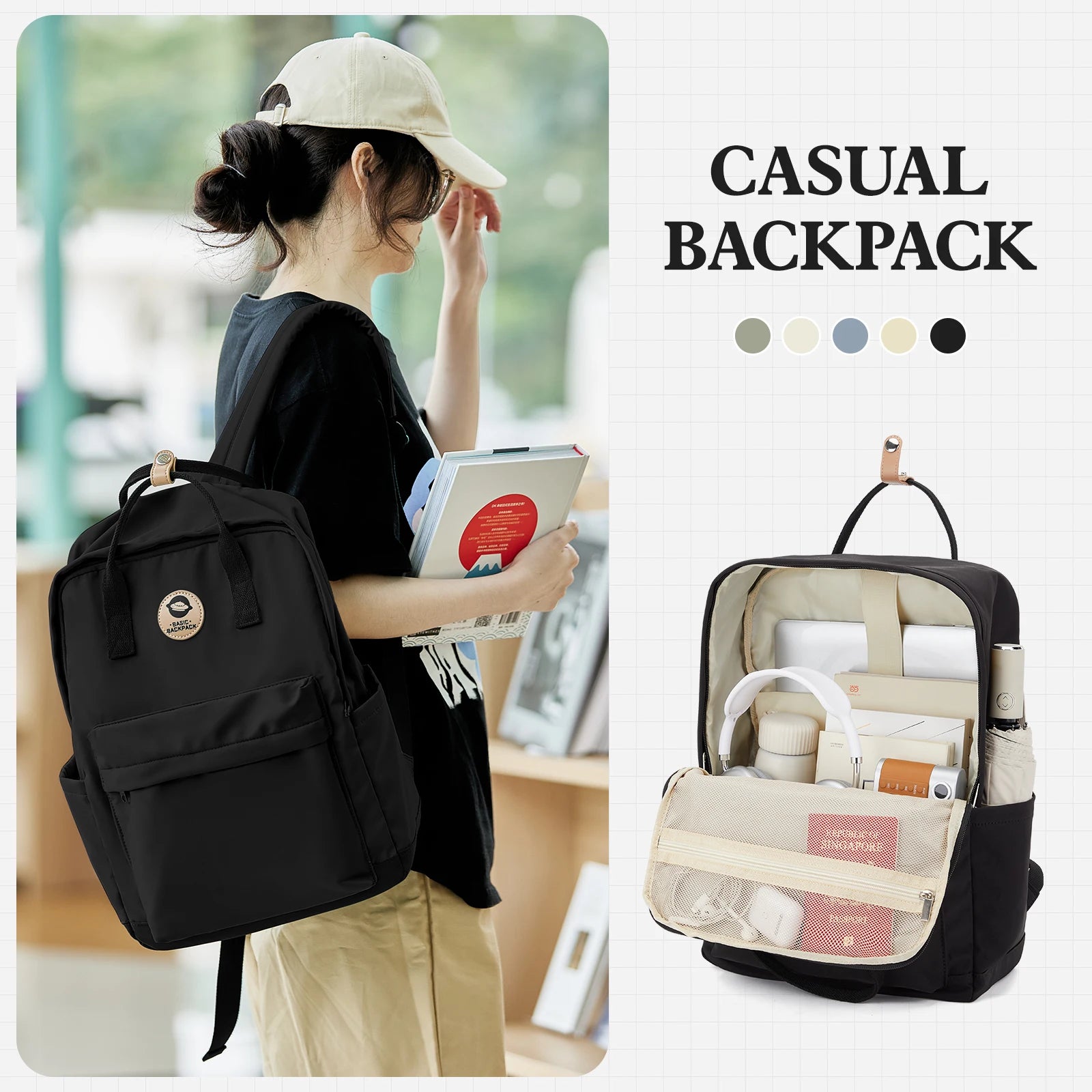 Back to School Youth School Backpack, Stylish Waterproof Casual School Bag, Basic Laptop Backpack For Women，University Backpacks