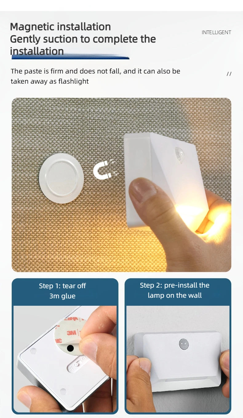 Smart Motion Activated Wall Light - 2200mAh USB-C Fast Charge, 3 Adjustable Brightness, Multi-Device Link for Indoor/Outdoor Security Lighting