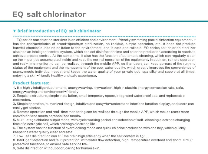 Intelligent Water Salt Chlorinator App Control System For Swimming Pools For Families