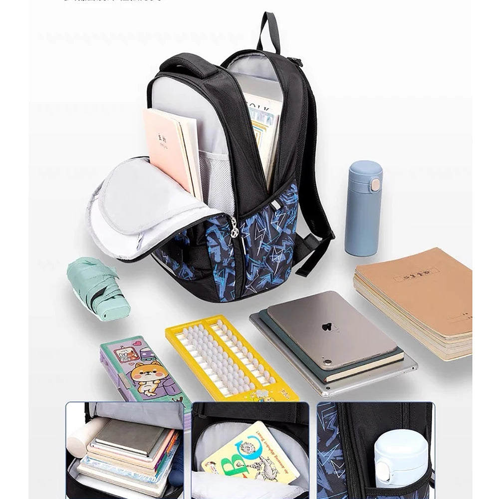 Student' Weight-reducing Backpack Large-capacity Water-removing Schoolbag Antibacterial Spine-protecting Backpack For Boys Girls