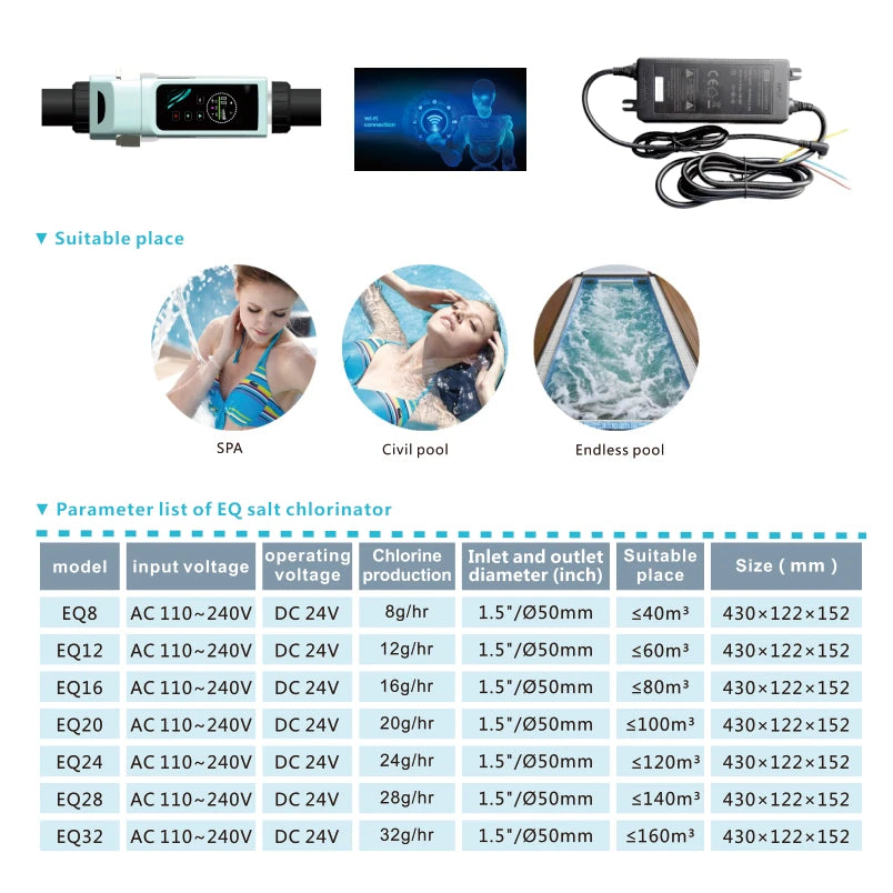Intelligent Water Salt Chlorinator App Control System For Swimming Pools For Families