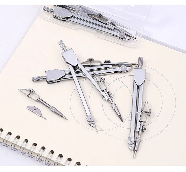 School Supplies for Student Stationery (Included Box) Classroom Stainless Steel Drawing Compass Math Geometry Tools for Circles