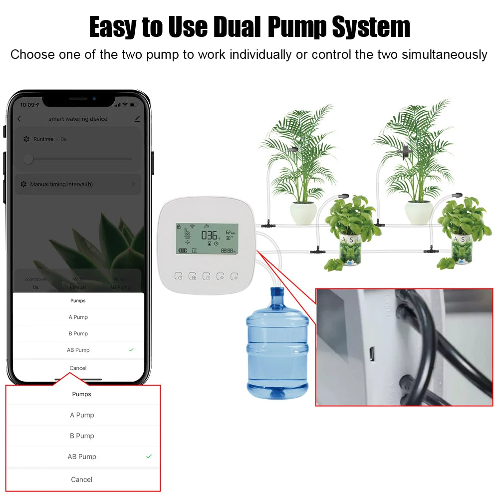 Intelligent Automatic Water Timer WiFi Tuya Micro-drip Irrigation Controller Digital Watering Irrigation Timer with Solar Panel