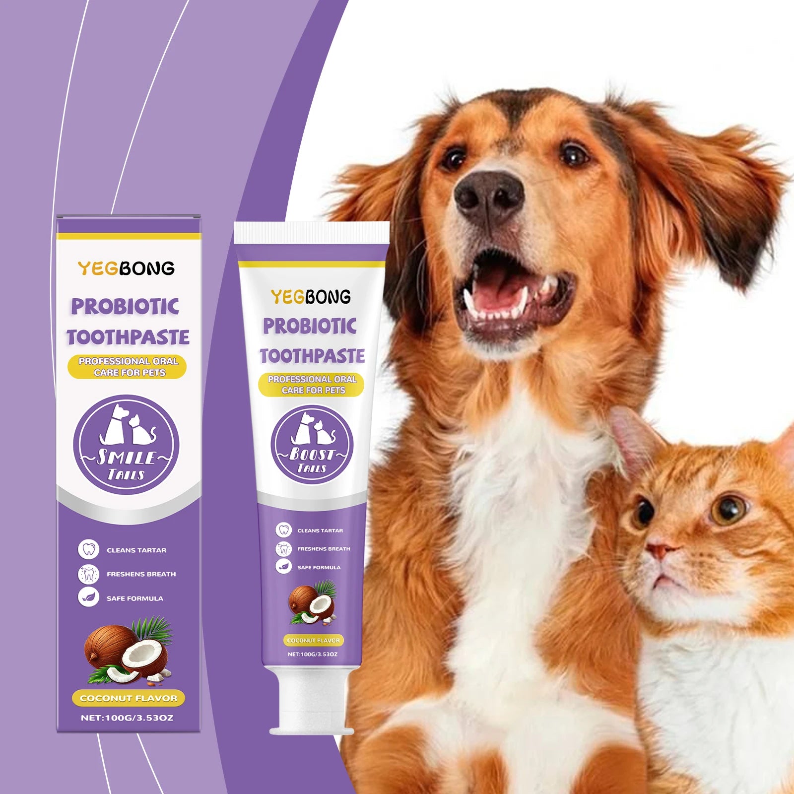 Probiotic Toothpaste for Pets:Eliminates Plaque,Freshens Breath,Gentle Teeth Cleaning&Oral Care,Shared by All Household Pets