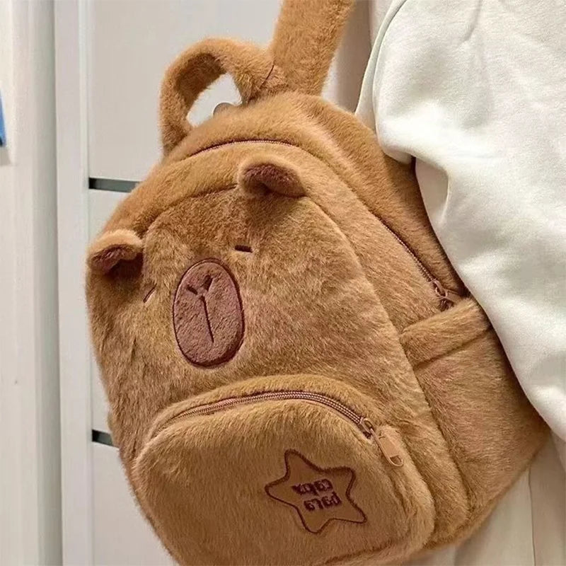 Large School backpack Kawaii Capybara Plush Versatile Cartoon Funny Capibala Crossbody Bags back to school anime