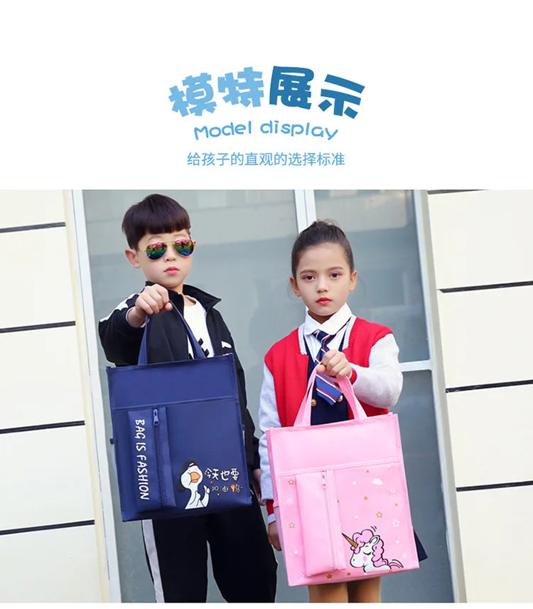School supplies student tote bag children art bag document bag pink canvas tutoring bag school-bags-for-girls Tutorial Bags