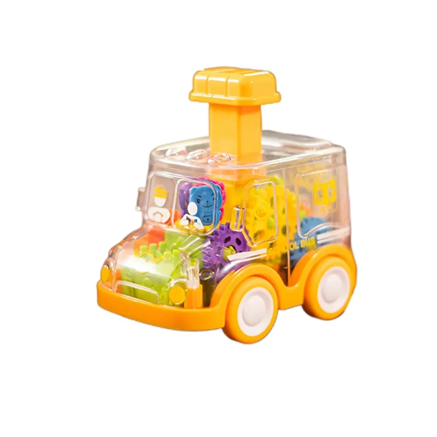 Baby Toy Cartoon Press Gear Car Toy Lnertia Pull-back Transparent Car Inertia Rebound Car Birthday Gifts for Kids Boys and Girls