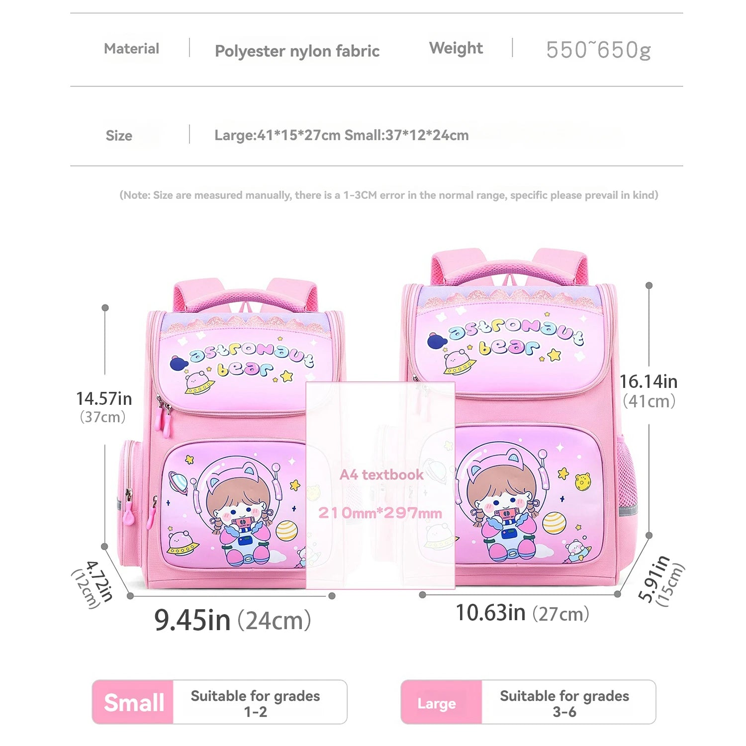 Children's elementary school students schoolbag girls 1, 2, 3, 4, 5, 6 grades 6-12 years old shoulders backpack cute waterproof