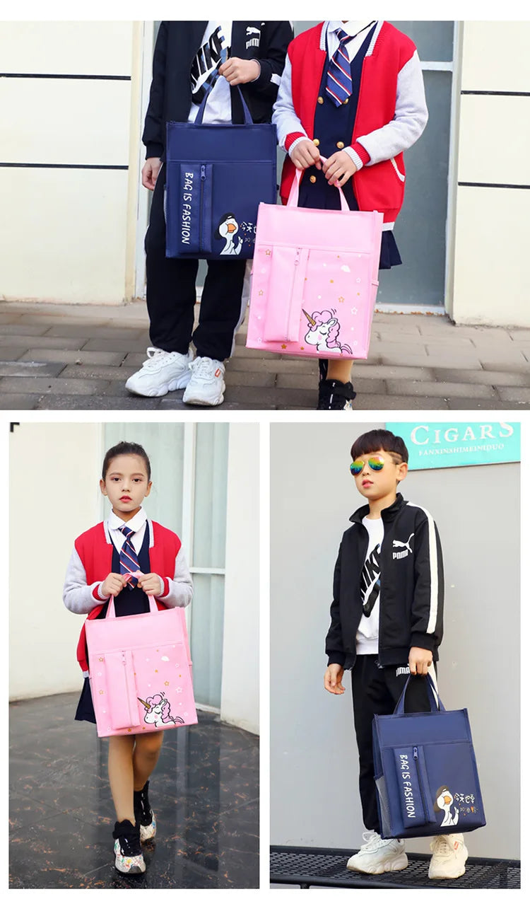 School supplies student tote bag children art bag document bag pink canvas tutoring bag school-bags-for-girls Tutorial Bags
