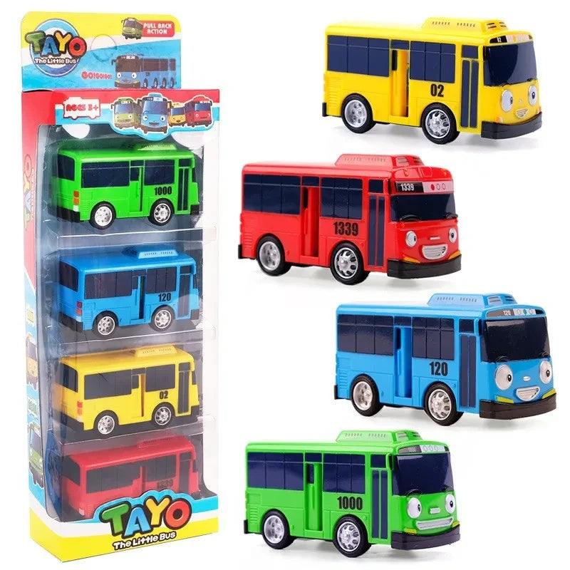 Korean Tayo The Little Bus Slingshot & Pull-Back Car Diy Track Toy Set Tayo Cartoon Car Toy Collection Car Model Christmas Gifts