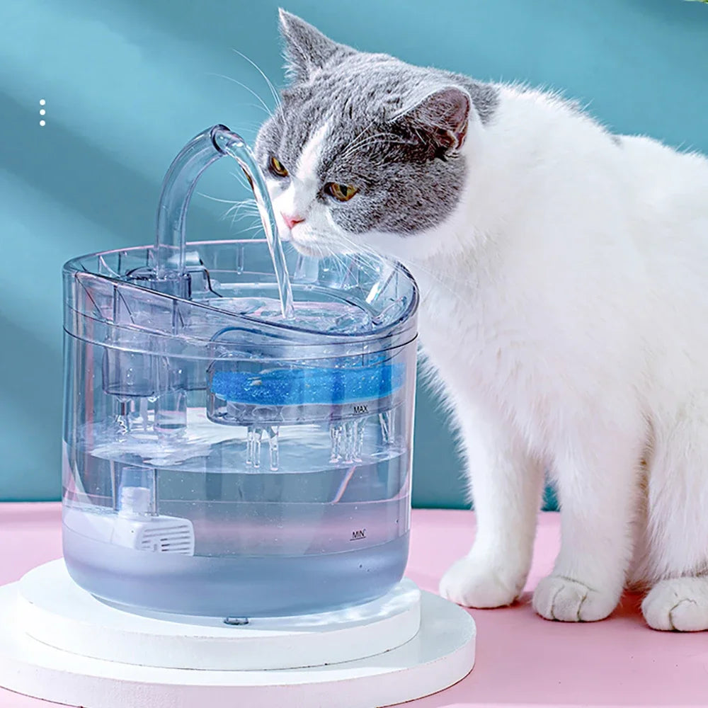 Pet water fountain with automatic filter, smart dispenser for cats, USB powered, automatic sensor