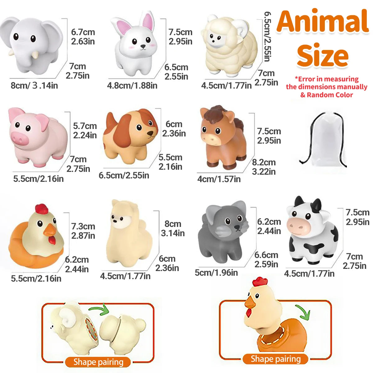 Montessori animal Matching Game Toys，Enhance imagination and color recognition ability,Training Educational block game toy gift