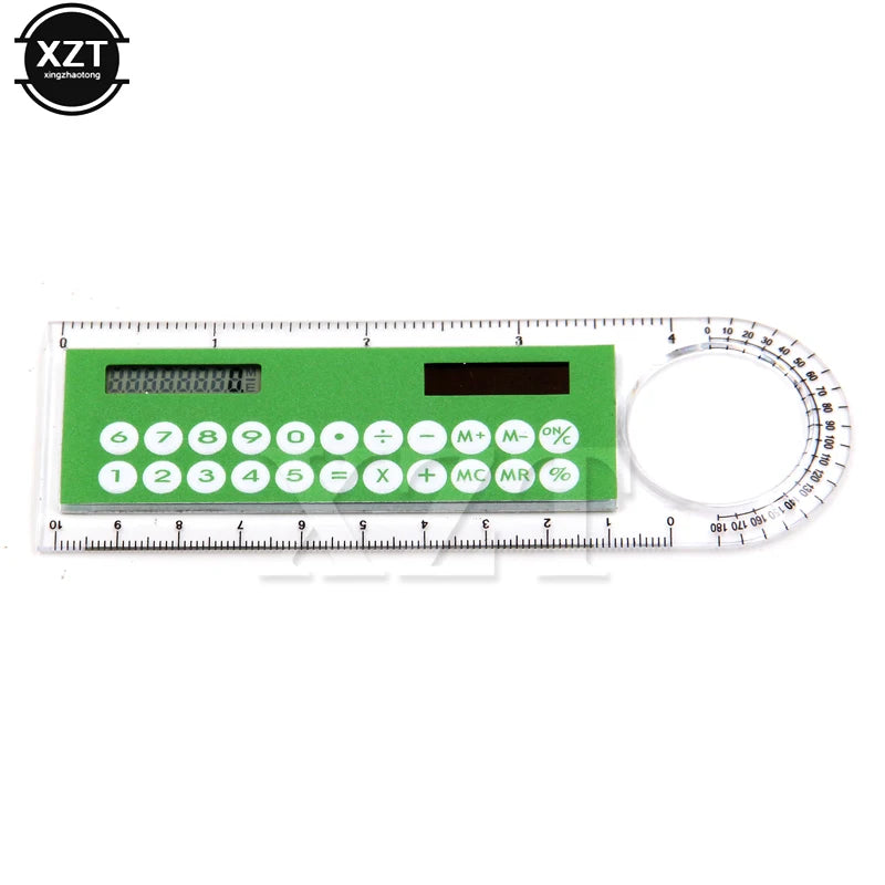 Student School Supplies Calculator Mini School Supplies Solar Transparent Ruler with Magnifier Portable Office Stationery