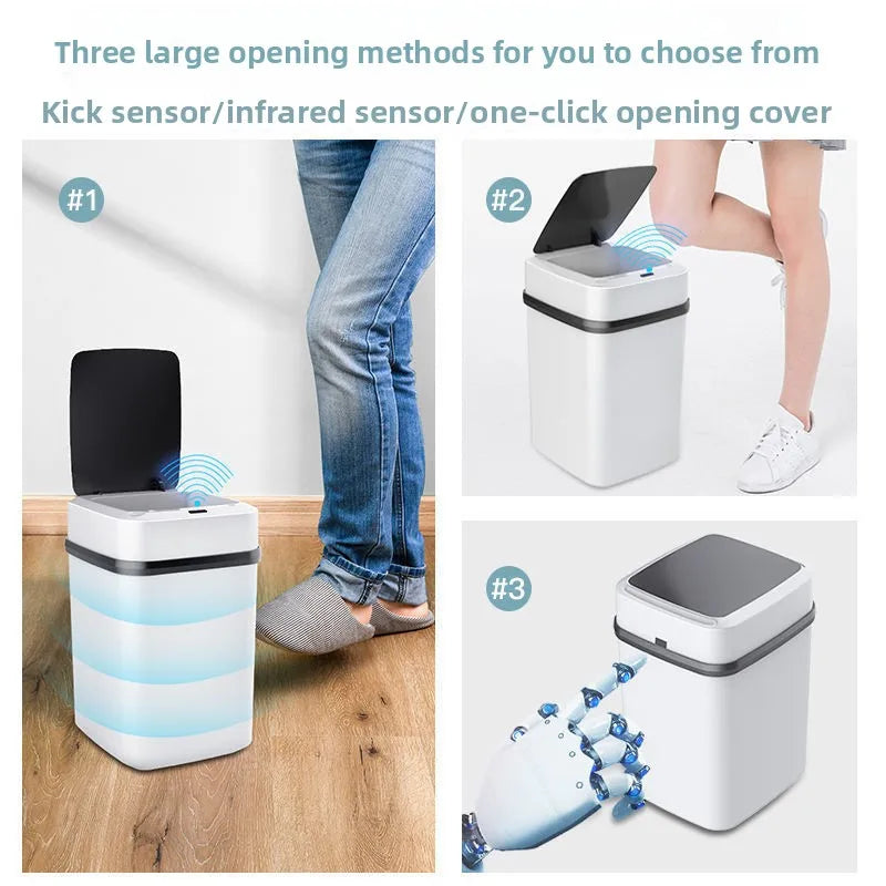 13L Smart Sensor Trash Can Fully Automatic Waterproof for Kitchen Living Room Household Bathroom Toilet