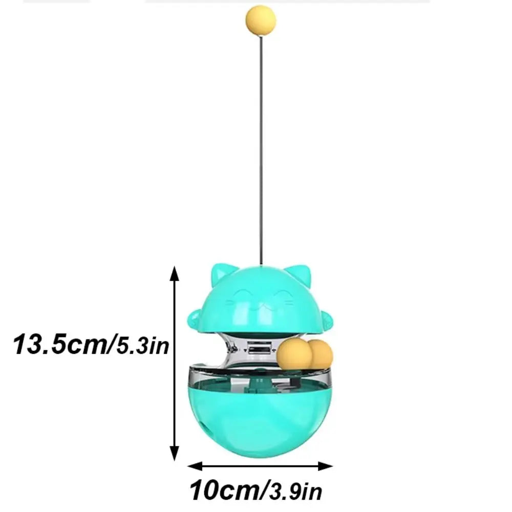 Interactive Cat Turntable Toys Treat Dispenser Self Play Leaking Food Ball Fun Training Tilting Tease Cat Teasing Stick