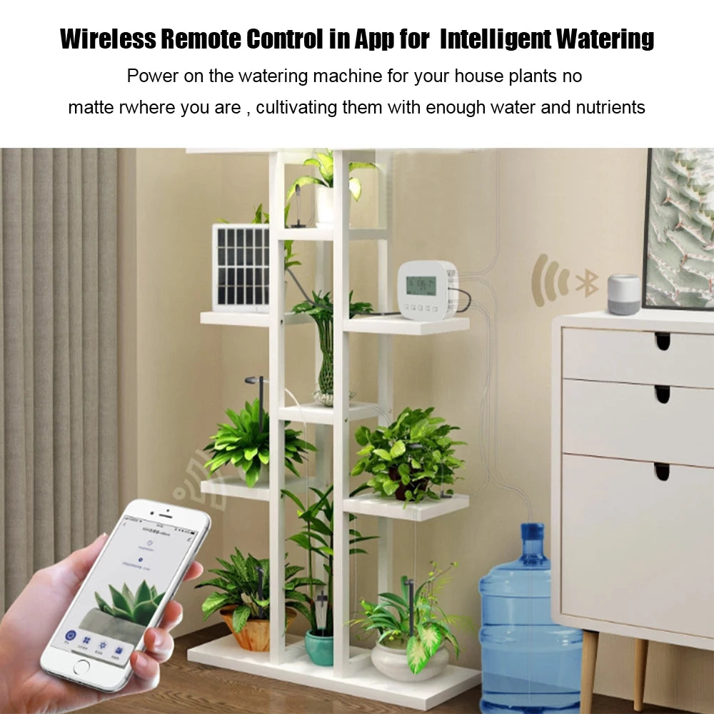 Intelligent Automatic Water Timer WiFi Tuya Micro-drip Irrigation Controller Digital Watering Irrigation Timer with Solar Panel