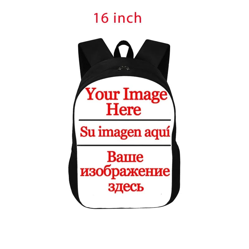 Customize Your Logo / Image / Name Backpack Children School Bags Boys Girls  Black Kindergarten Bag Kids Bookbag Gift