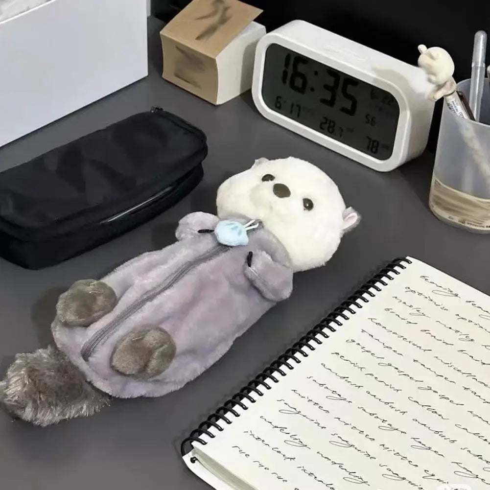 Cute Plush Shark Pencil Case Student Stationery School Supplies Kawaii Doll Back To School Storage Bag Pen Bag Stationery